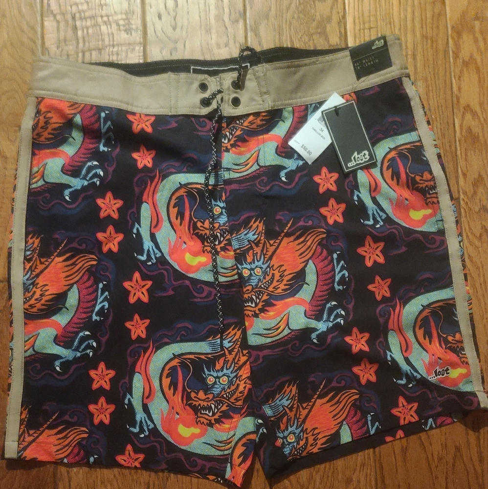 Lost Mens Dragon Swim Trunks